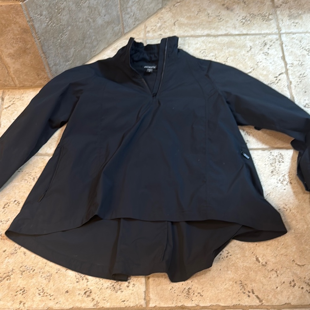 Athleta Black Asymmetrical Long Sleeve Button Down Jacket